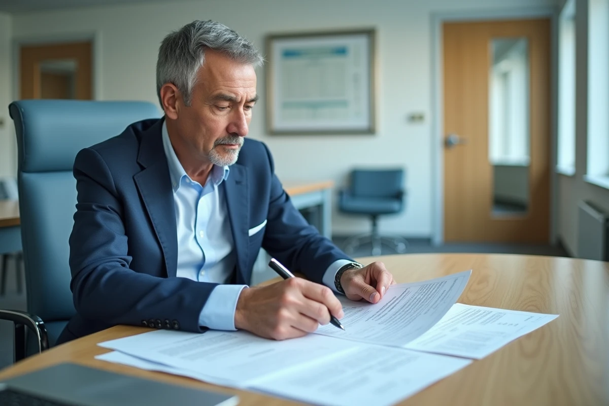 Administrateur médical examinant des documents de consentement