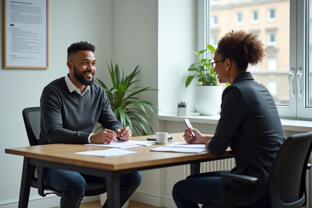Auto-entrepreneur en rendez-vous avec un conseiller Urssaf pour sécuriser sa couverture sociale