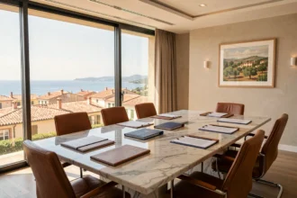 Cabinet d'avocat d'affaires moderne en Provence-Alpes-Côte d'Azur avec vue sur la Méditerranée