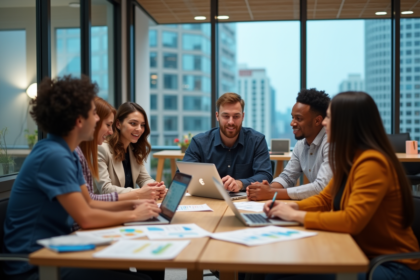 Groupe de professionnels marketing en réunion collaborative