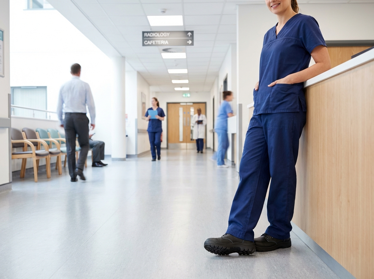 Jeune femme en blouse médicale dans un hôpital lumineux