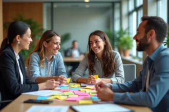 Groupe de professionnels en réunion autour d'une table