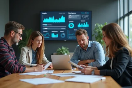 Groupe de professionnels collaborant dans un bureau moderne