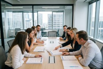 Groupe de professionnels en réunion d'affaires