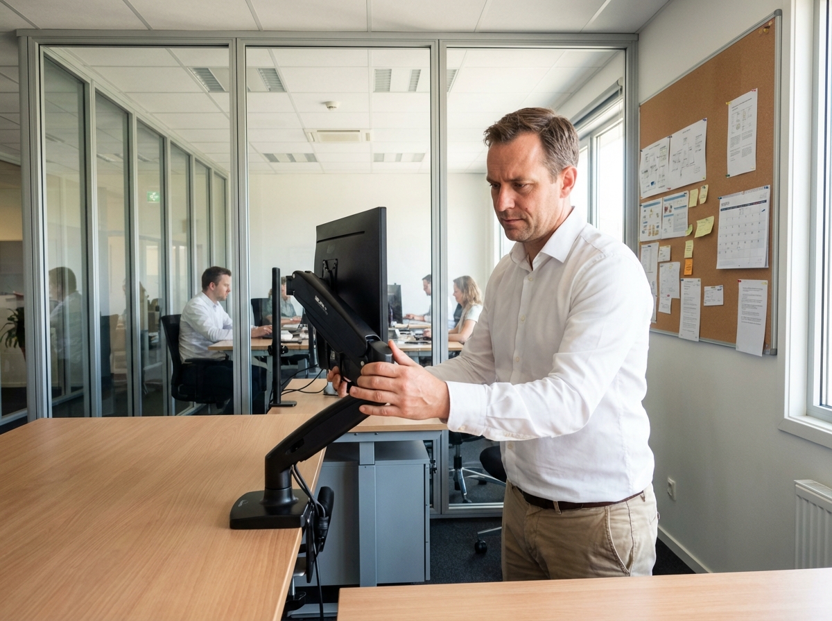 Homme ajustant un bras d