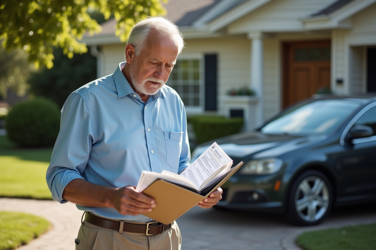 Homme vérifiant ses papiers à l