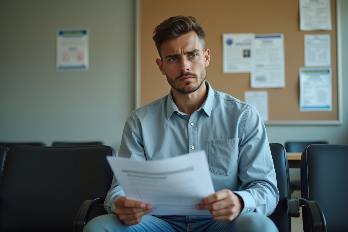 Jeune homme en attente dans un bureau gouvernemental