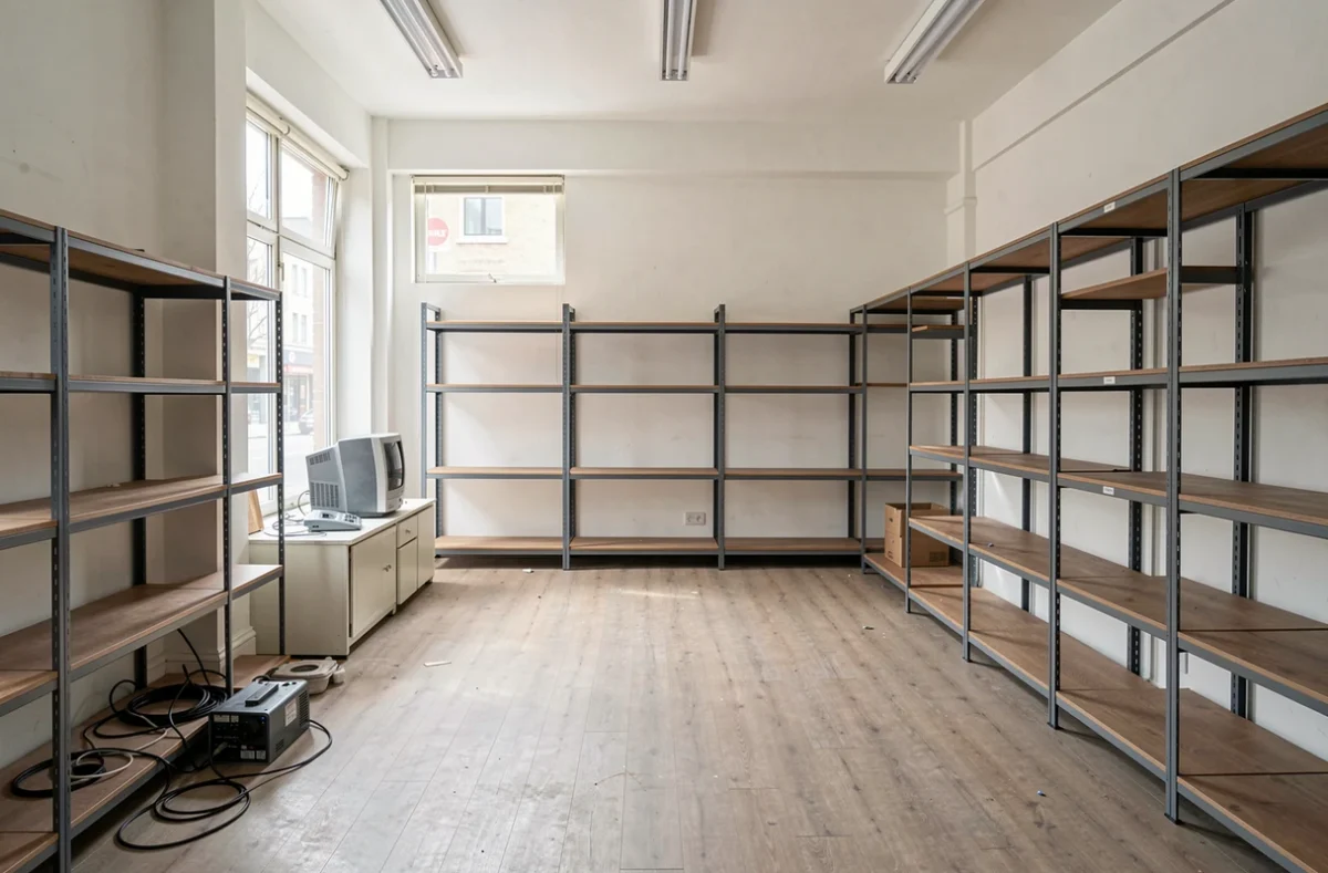 Local commercial vide avec du matériel professionnel mis en vente